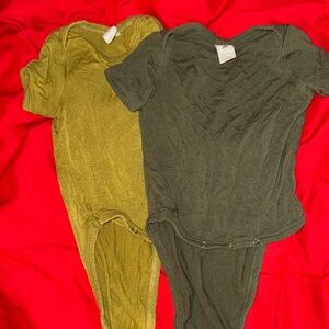 kate quinn Olive Green and Moss Green Baby One-Piece Bodysuits